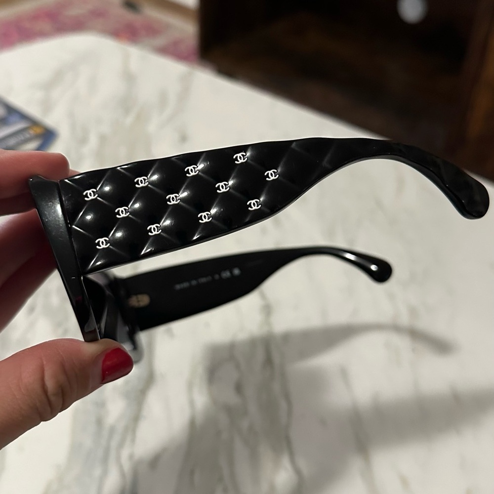 Authentic Chanel Black Rectangle Sunglasses - image 5